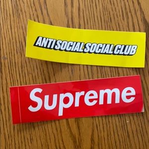 Antisocial social club + supreme stickers